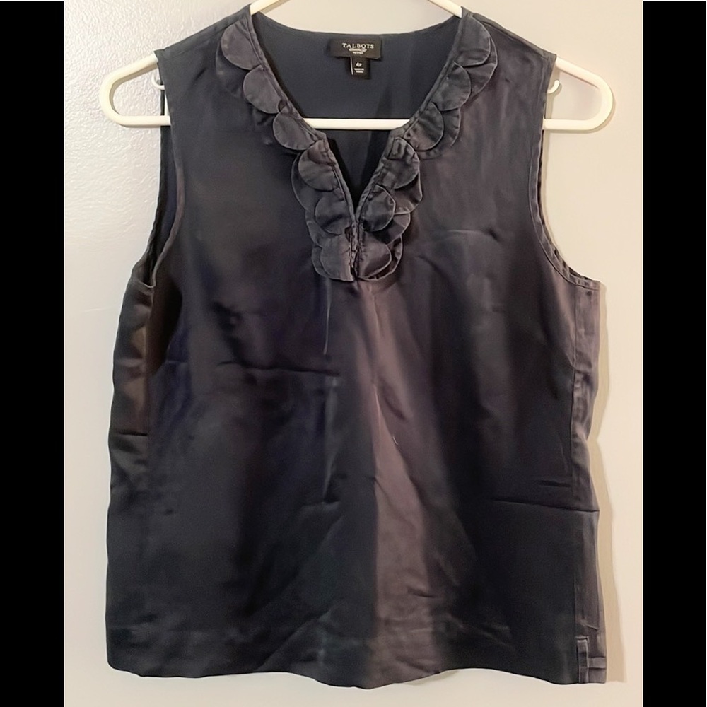 Talbots Silk Top Navy